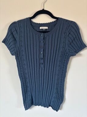 American Eagle Short-Sleeve Sweater Henley Top